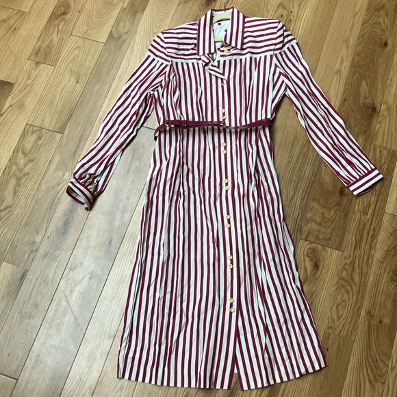 Vintage Dresses & Skirts - Immaculate vintage striped shirt dress size 14 with original belt!